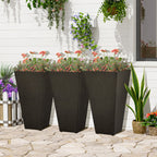 Outsunny 28 Tall Plastic Flower Pot, Set of 3, Large Outdoor & Indoor Plastic Garden Planters, for Entryway, Patio, Yard