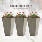 Outsunny 28 Tall Plastic Flower Pot, Set of 3, Large Outdoor & Indoor Plastic Garden Planters, for Entryway, Patio, Yard