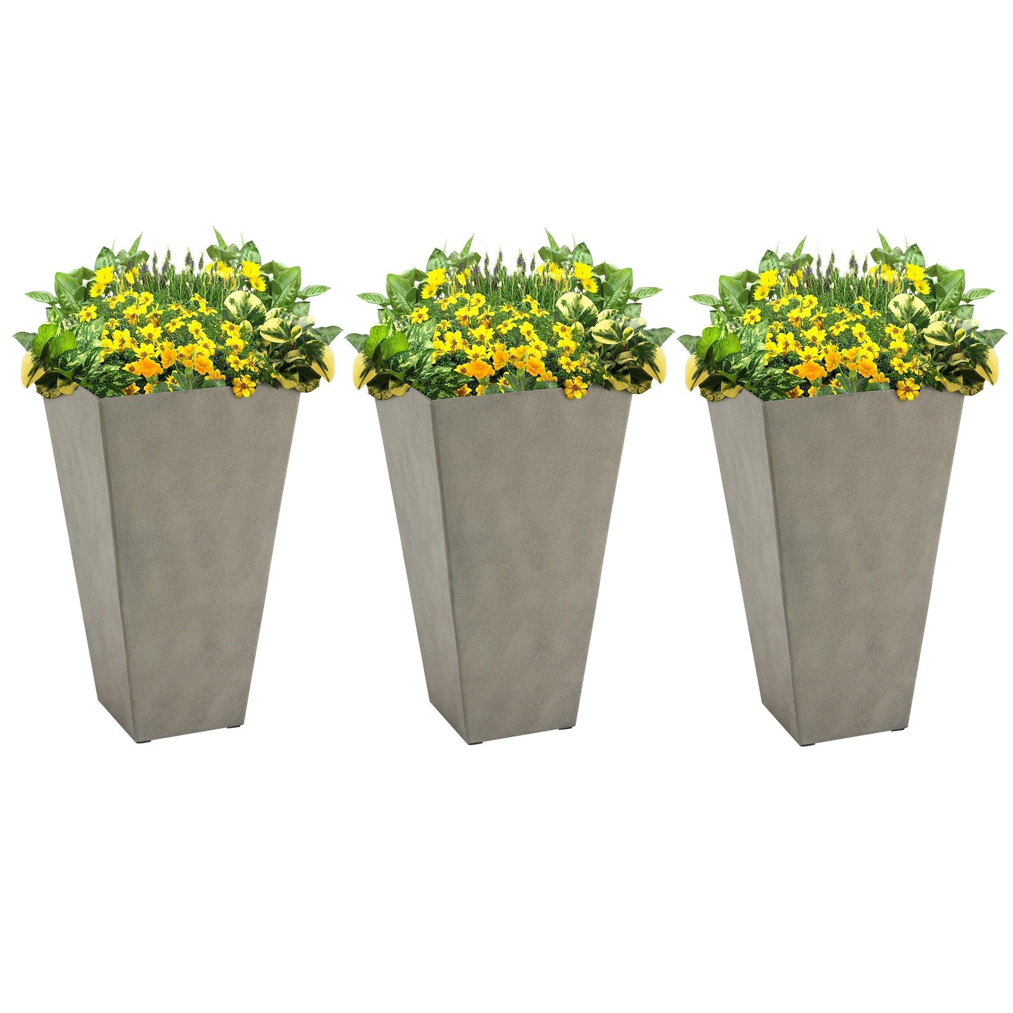 Outsunny 28 Tall Plastic Flower Pot, Set of 3, Large Outdoor & Indoor Plastic Garden Planters, for Entryway, Patio, Yard