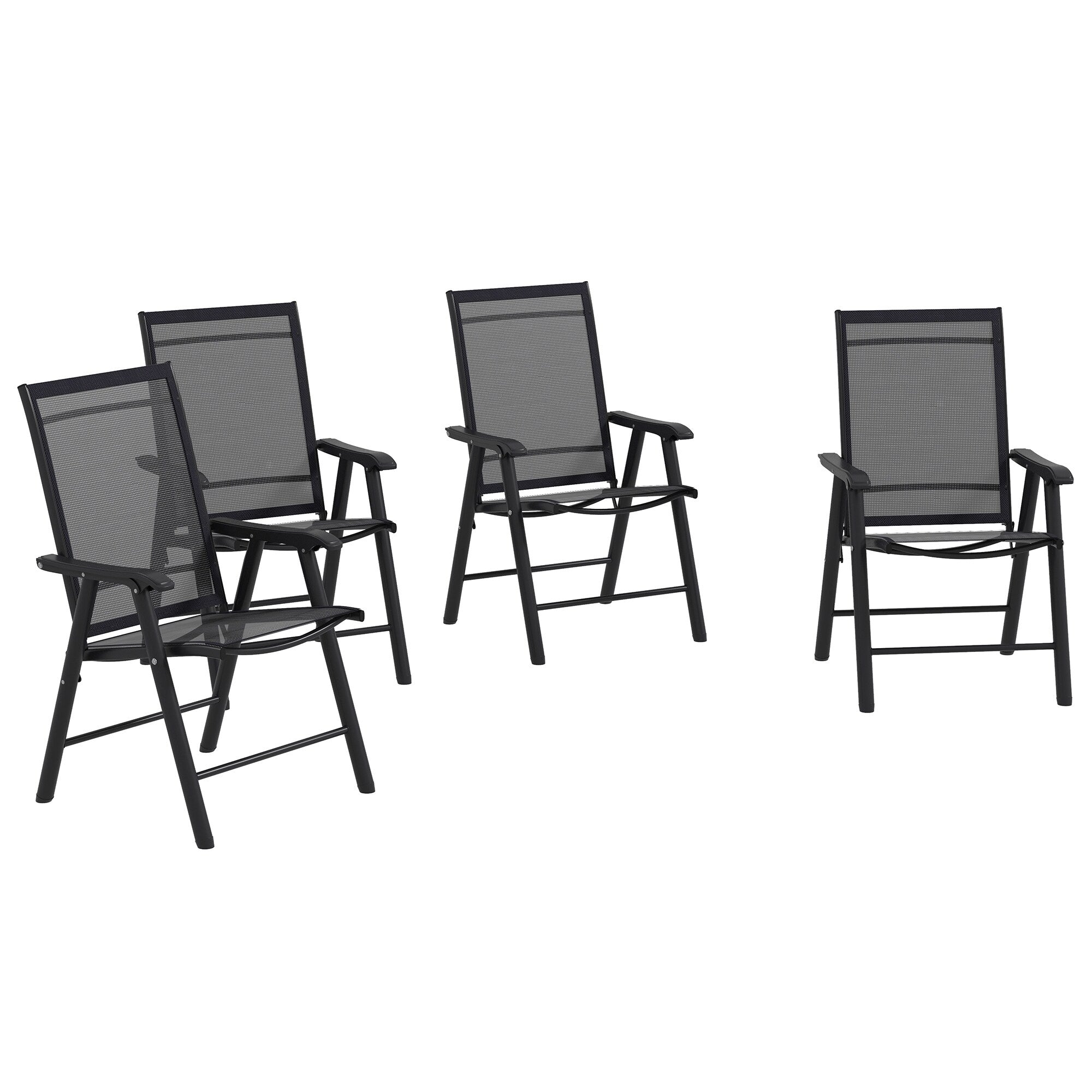 Outsunny 4-piece Folding Patio Chair Set with a Simple & Chic Design, Comfortable for the Deck, Garden, Yard & Travel