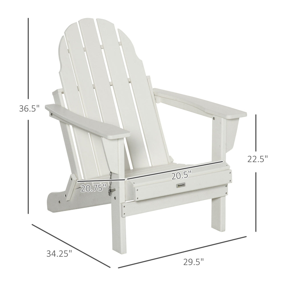 Outsunny Folding Adirondack Chair, HDPE Outdoor All Weather Plastic Lounge Beach Chairs for Patio Deck and Lawn Furniture