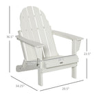Outsunny Folding Adirondack Chair, HDPE Outdoor All Weather Plastic Lounge Beach Chairs for Patio Deck and Lawn Furniture