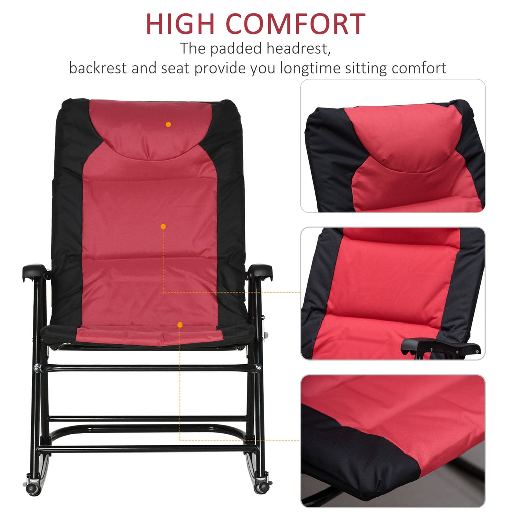 Outsunny Folding Rocking Chair Set with Padded Seat and Back, Pillow