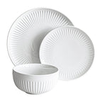 Over and Back White Porcelain 24pc Fluted Dinnerware Set