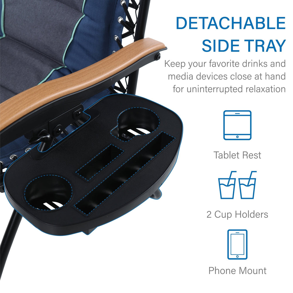 Oversize XL Padded Zero Gravity Lounge Chair Wider Armrest Adjustable Recliner with Cup Holder - N/A