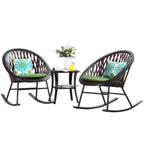 OVIOS 3-piece Patio Rocking Chair Bistro Set with Glass Coffee Table