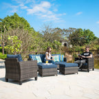 OVIOS 5-piece Patio Furniture Wicker Outdoor High-back Seating Set