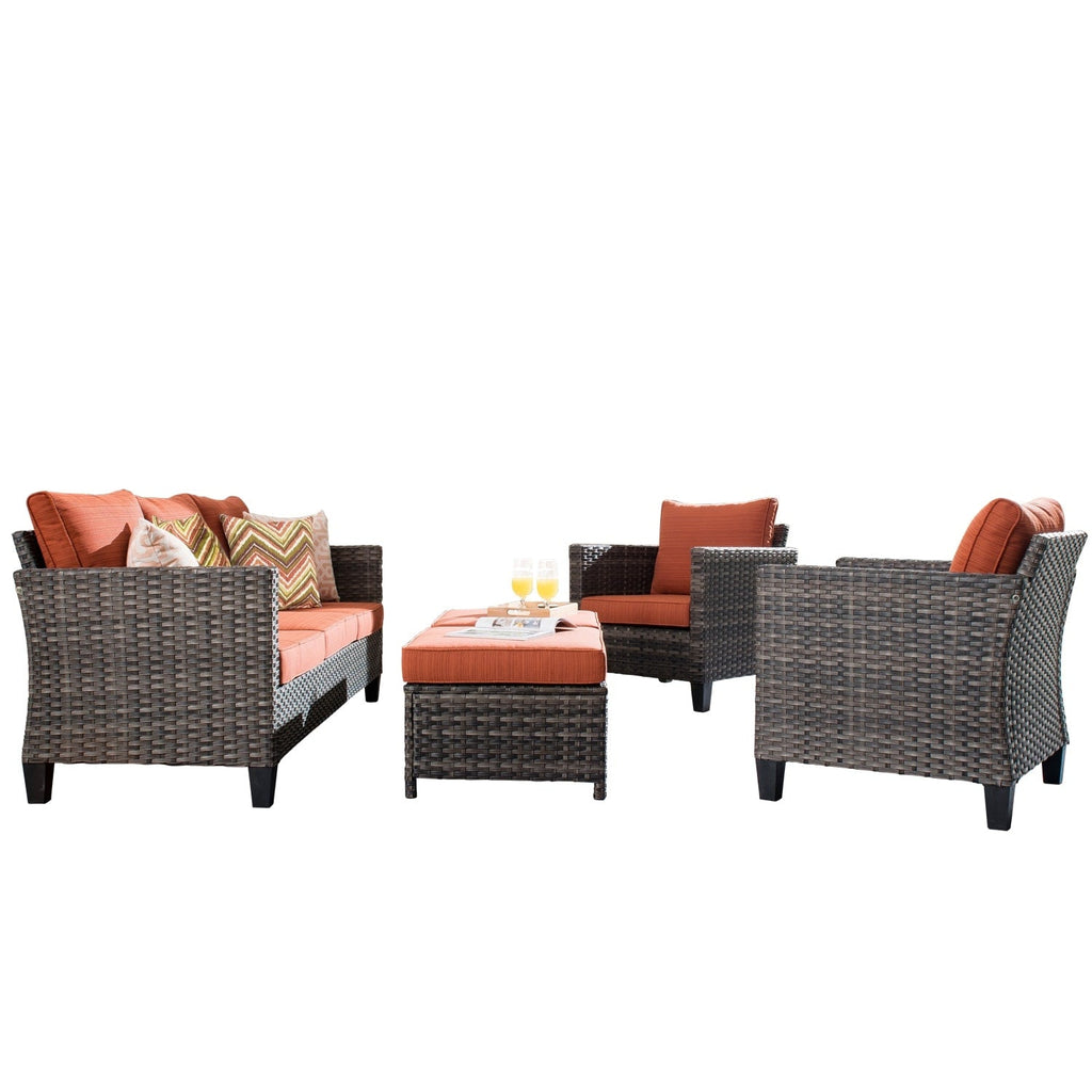 OVIOS 5-piece Patio Furniture Wicker Outdoor High-back Seating Set