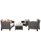 OVIOS 5-piece Patio Furniture Wicker Outdoor High-back Seating Set