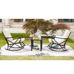 PATIO FESTIVAL 3-Piece Outdoor Rocker Conversation Set w/ Cushions