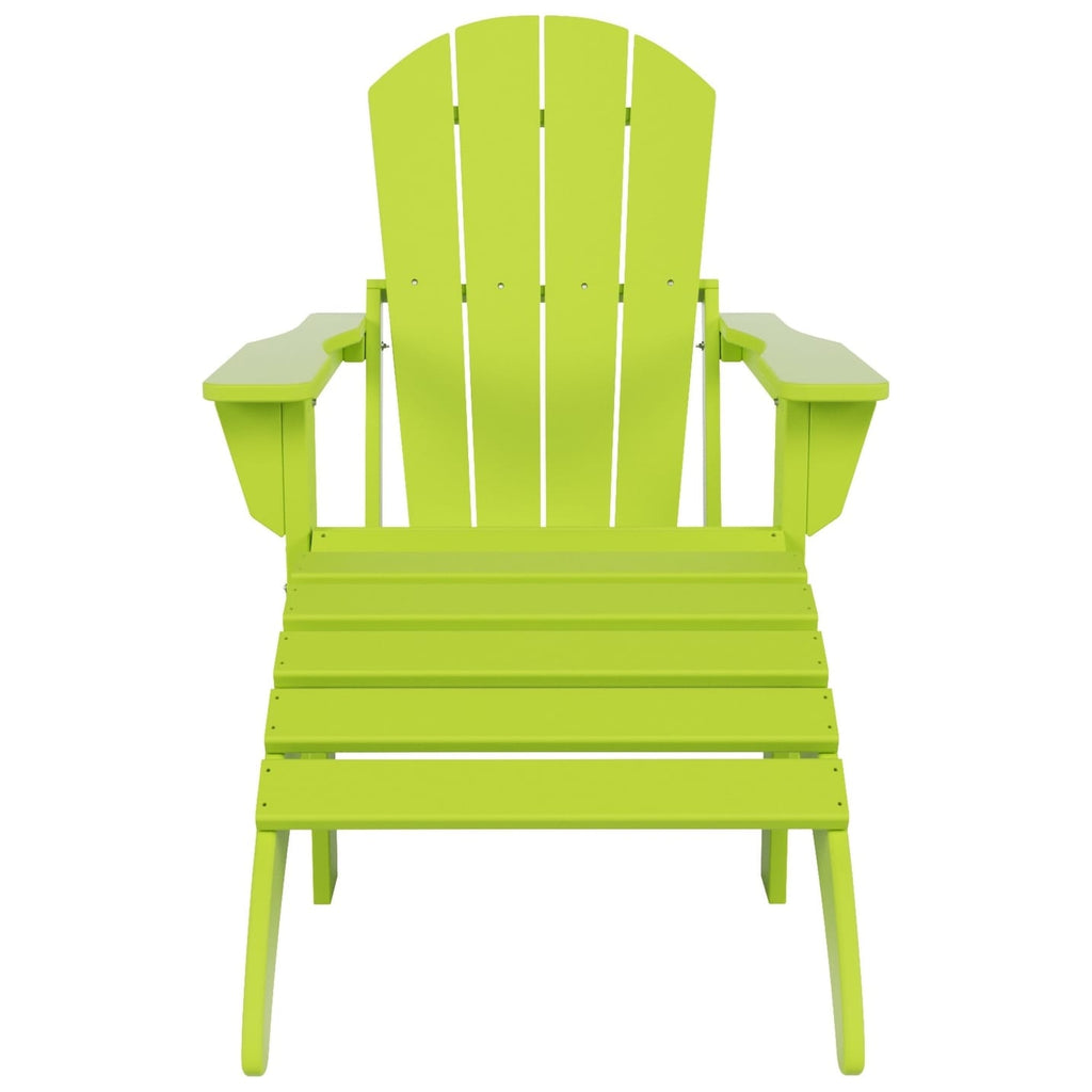 Polytrends Laguna Hdpe All Weather Outdoor Patio Foldable Adirondack Chair With Ottoman (2-Piece Set)
