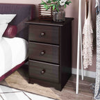 Palace Imports 100% Solid Wood 3-Drawer Nightstand with Metal or Wooden Knobs