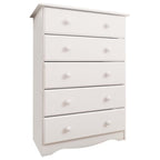 Palace Imports 100% Solid Wood 5-Drawer Chest with Metal or Wooden Knobs