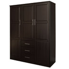 Palace Imports 100% Solid Wood Cosmo 3-Door Wardrobe Armoire with Solid Wood or Mirrored Doors