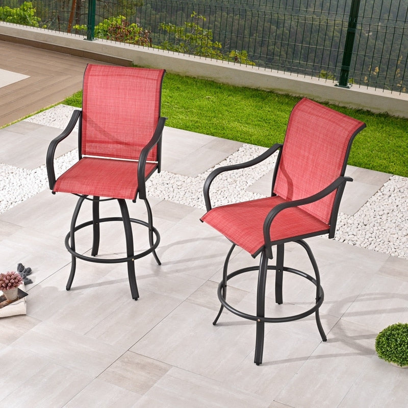 Patio Festival Outdoor Metal High Back Swivel Bar Chair (2-Pack)