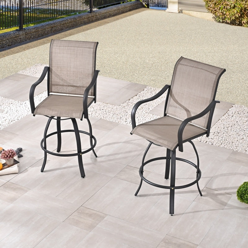 Patio Festival Outdoor Metal High Back Swivel Bar Chair (2-Pack)