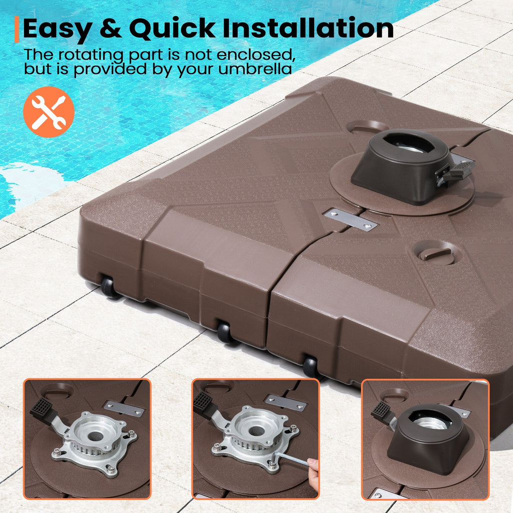 Pellebant 220 lbs Patio Cantilever Umbrella Base with Wheels - N/A