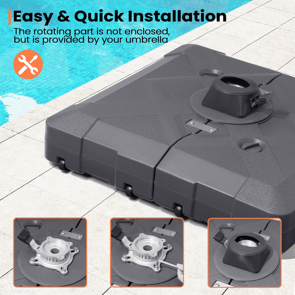 Pellebant 220 lbs Patio Cantilever Umbrella Base with Wheels - N/A