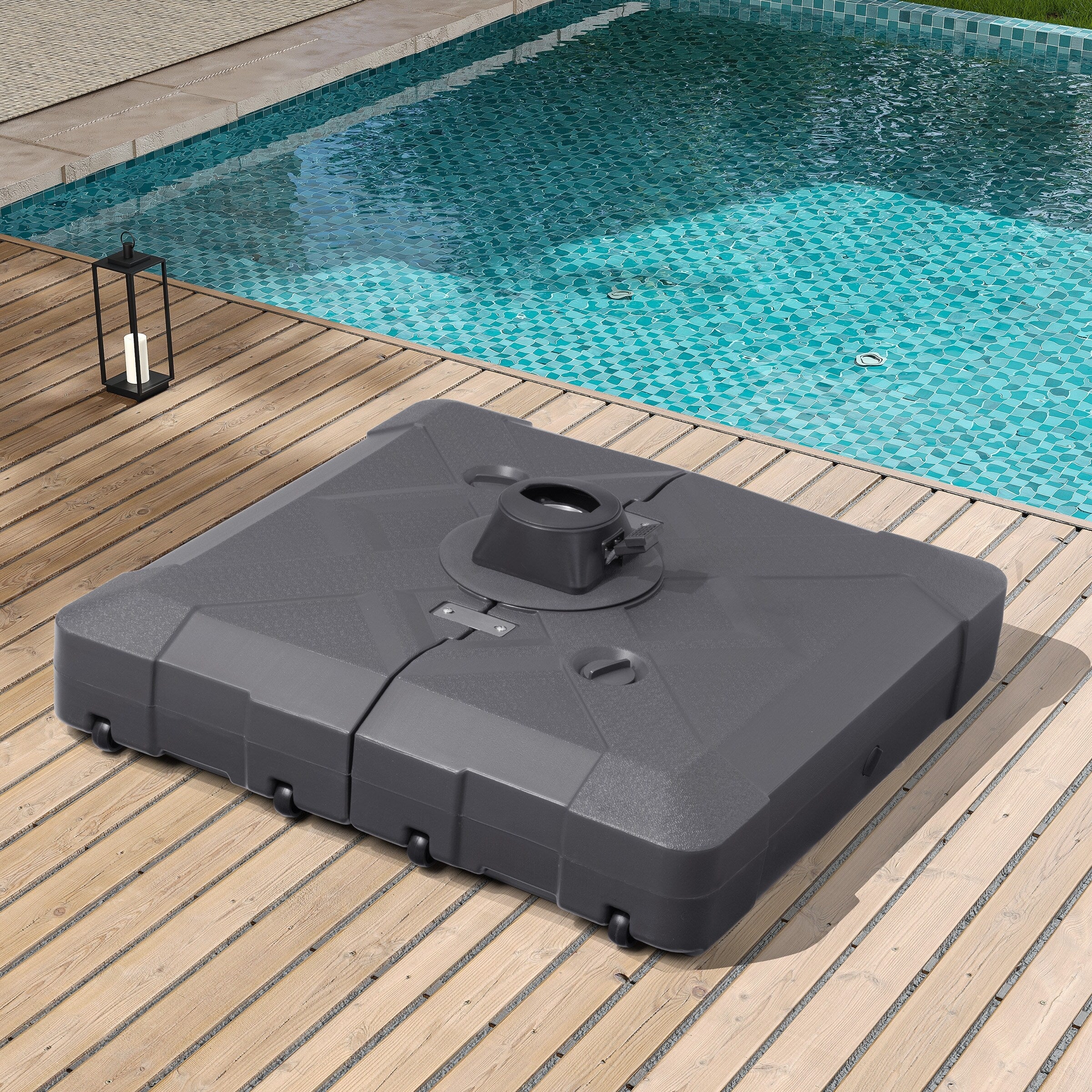 Pellebant 220 lbs Patio Cantilever Umbrella Base with Wheels - N/A