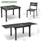 Pellebant 5/7/9-piece Aluminum Outdoor Dining Set Expandable Table and Stackable Chairs