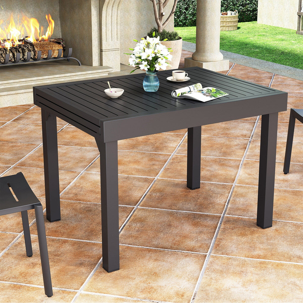 Pellebant 5/7/9-piece Aluminum Outdoor Dining Set Expandable Table and Stackable Chairs