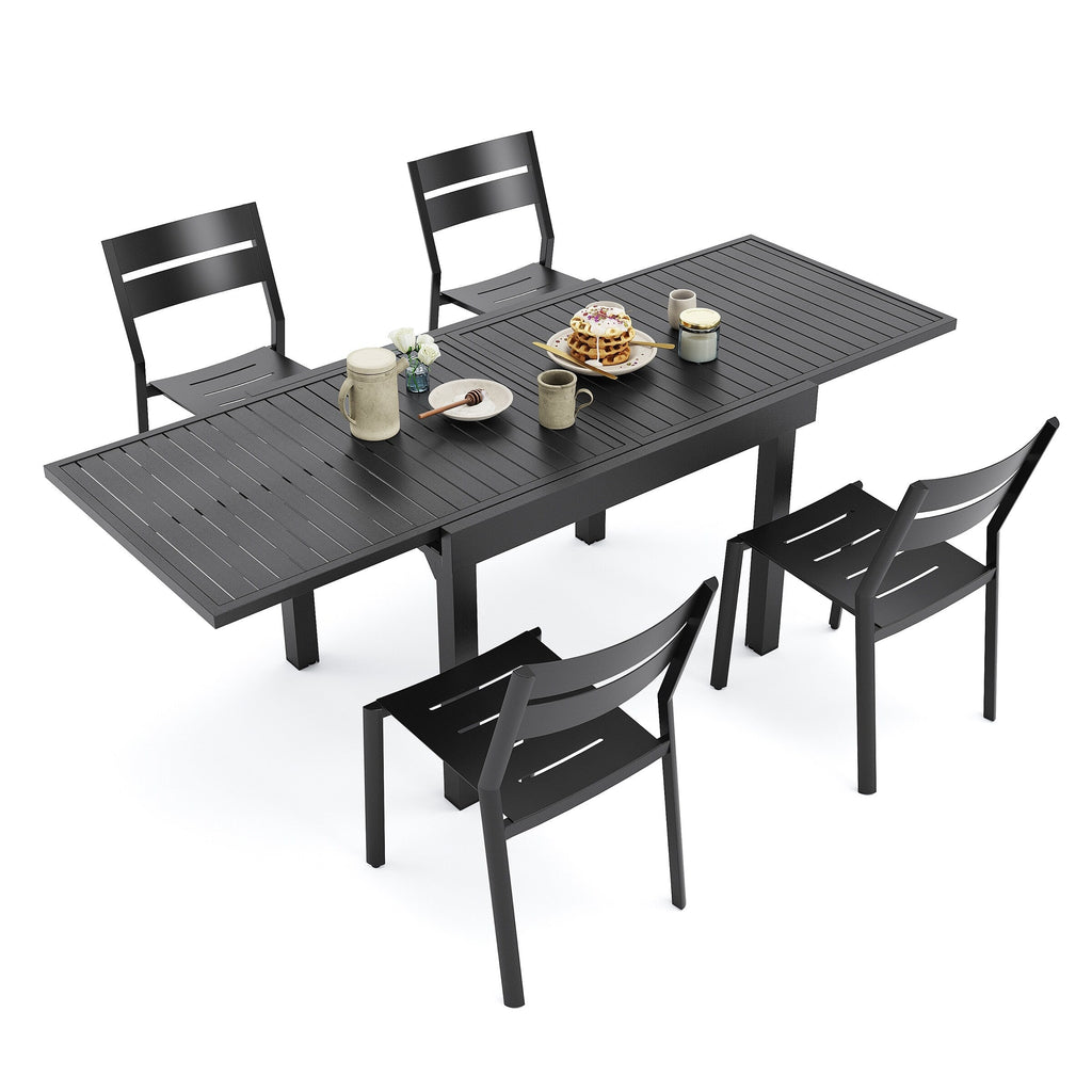Pellebant 5/7/9-piece Aluminum Outdoor Dining Set Expandable Table and Stackable Chairs