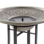 Perello intelliSOLAR Light Cement Birdbath with Remote - Distressed Grey