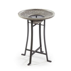 Perello intelliSOLAR Light Cement Birdbath with Remote - Distressed Grey
