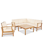 Perla Outdoor 7-piece Acacia Wood Sofa Set with Cushion by Christopher Knight Home