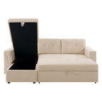 Reversible Sectional Sofa with Pull-Out Sleeper Bed, Hidden Storage Chaise, Durable Legs,