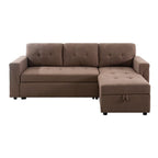 Reversible Sectional Sofa with Pull-Out Sleeper Bed, Hidden Storage Chaise, Durable Legs,