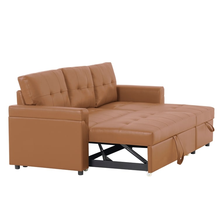 Reversible Sectional Sofa with Pull-Out Sleeper Bed, Hidden Storage Chaise, Durable Legs,