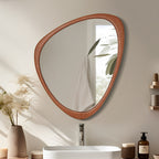 Pine Frame Cobblestone Shaped Asymmetrical Wall Mirror