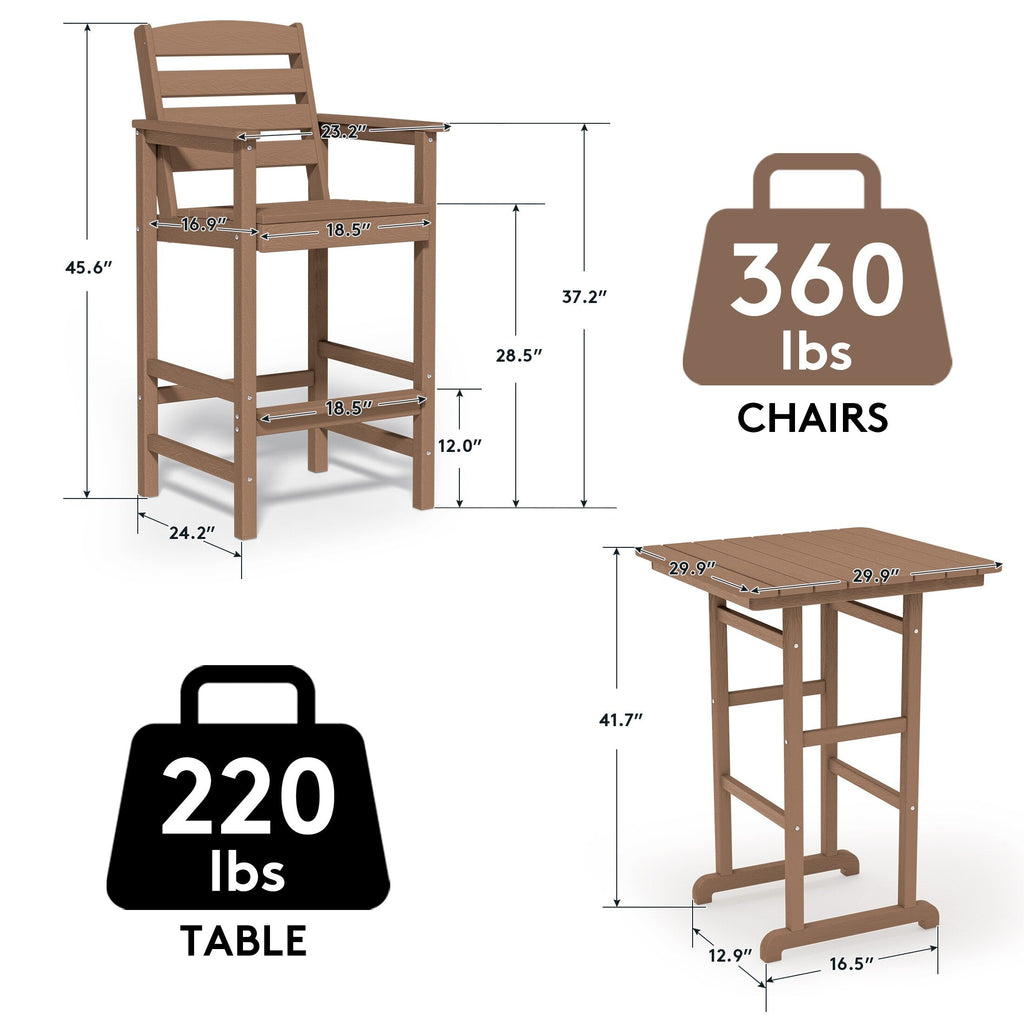 Plastic Tall adirondack Chair Set Of 3-Piece Patio Conversation Set