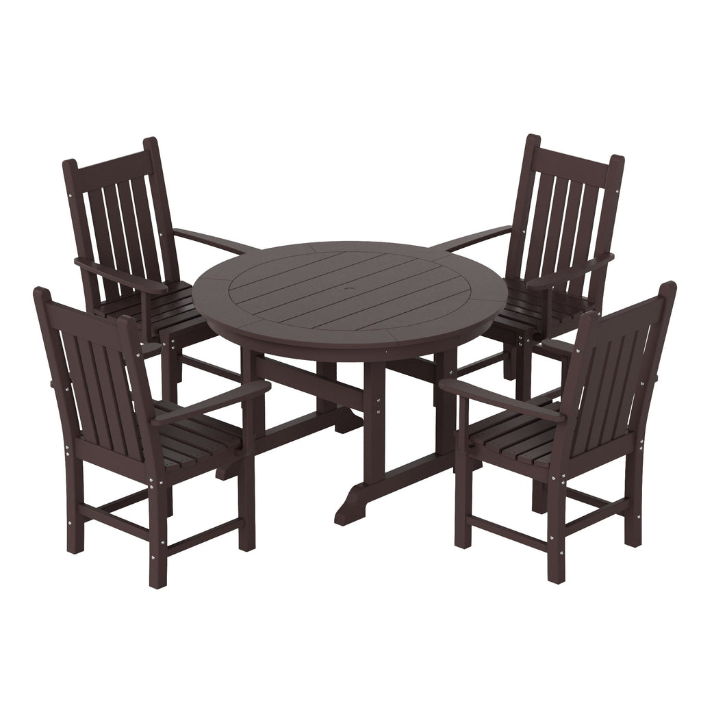 Polytrends Laguna Hdpe All Weather Outdoor Patio Dining Set with Round Table, Armchairs (5-Piece Set)