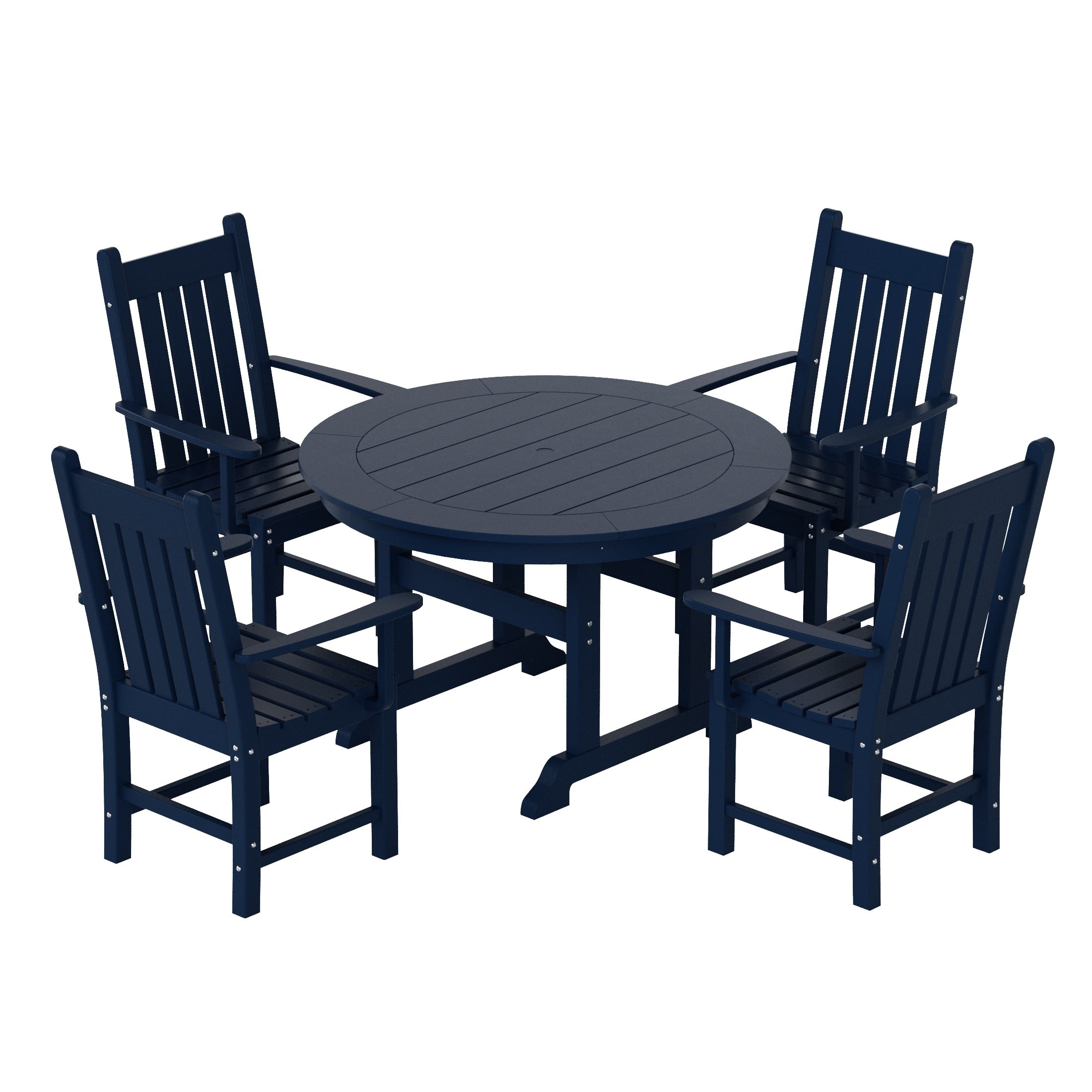 Polytrends Laguna Hdpe All Weather Outdoor Patio Dining Set with Round Table, Armchairs (5-Piece Set)