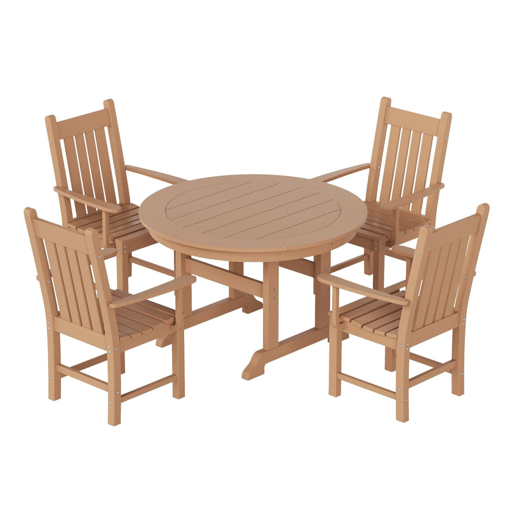 Polytrends Laguna Hdpe All Weather Outdoor Patio Dining Set with Round Table, Armchairs (5-Piece Set)