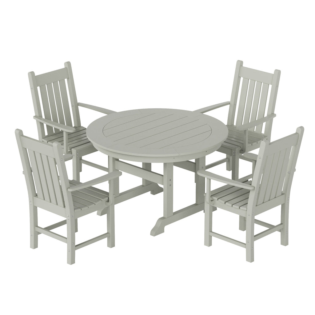 Polytrends Laguna Hdpe All Weather Outdoor Patio Dining Set with Round Table, Armchairs (5-Piece Set)