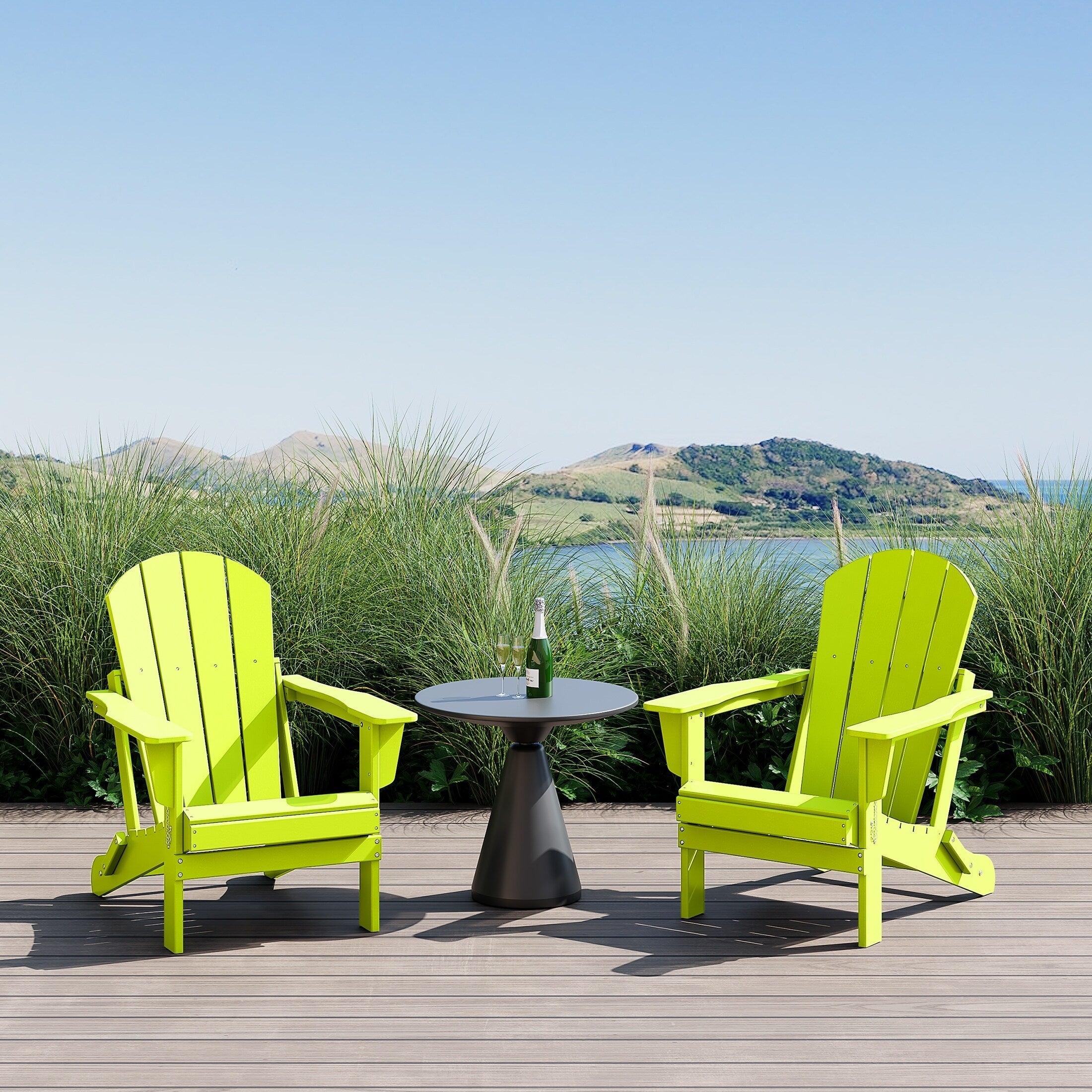 Polytrends Laguna Weather Resistant Outdoor Patio Folding Adirondack Chairs (Set of 2)