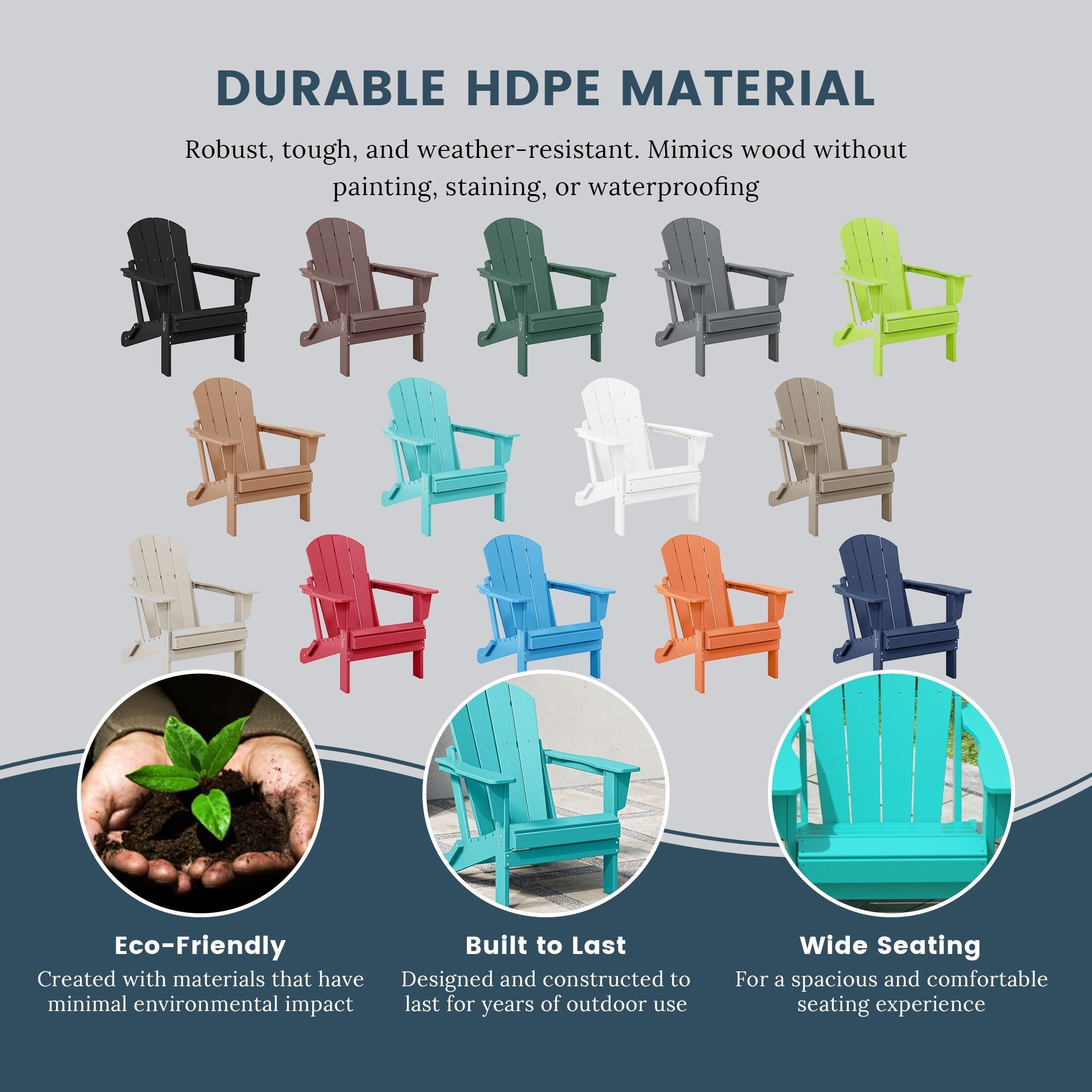 Polytrends Laguna Weather Resistant Outdoor Patio Folding Adirondack Chairs (Set of 4)