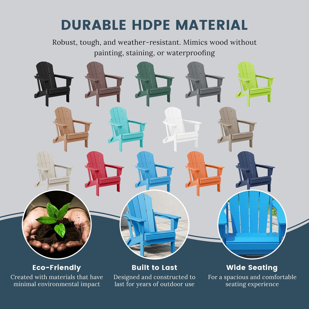 Polytrends Laguna Weather Resistant Outdoor Patio Folding Adirondack Chairs (Set of 4)