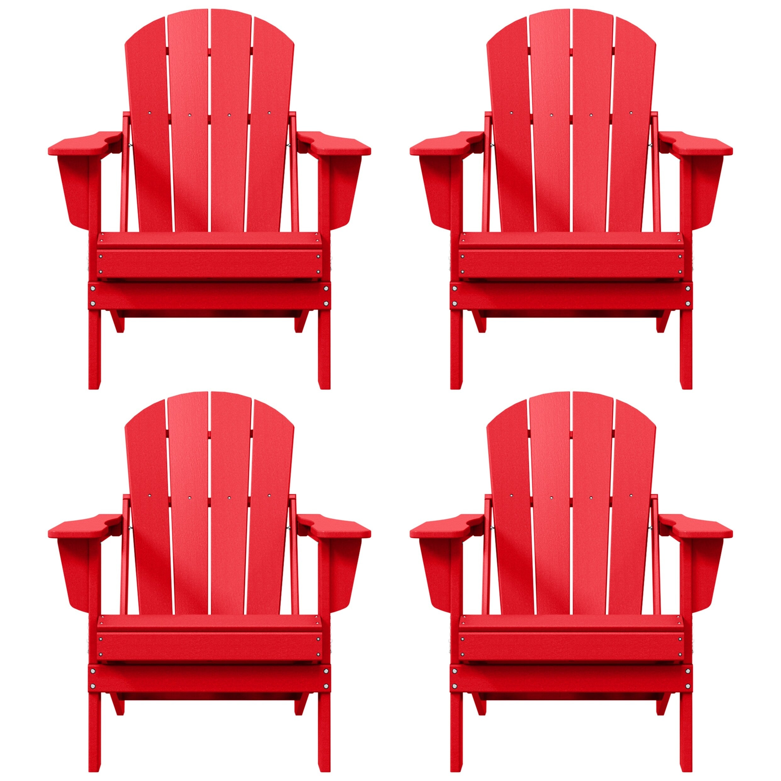 Polytrends Laguna Weather Resistant Outdoor Patio Folding Adirondack Chairs (Set of 4)