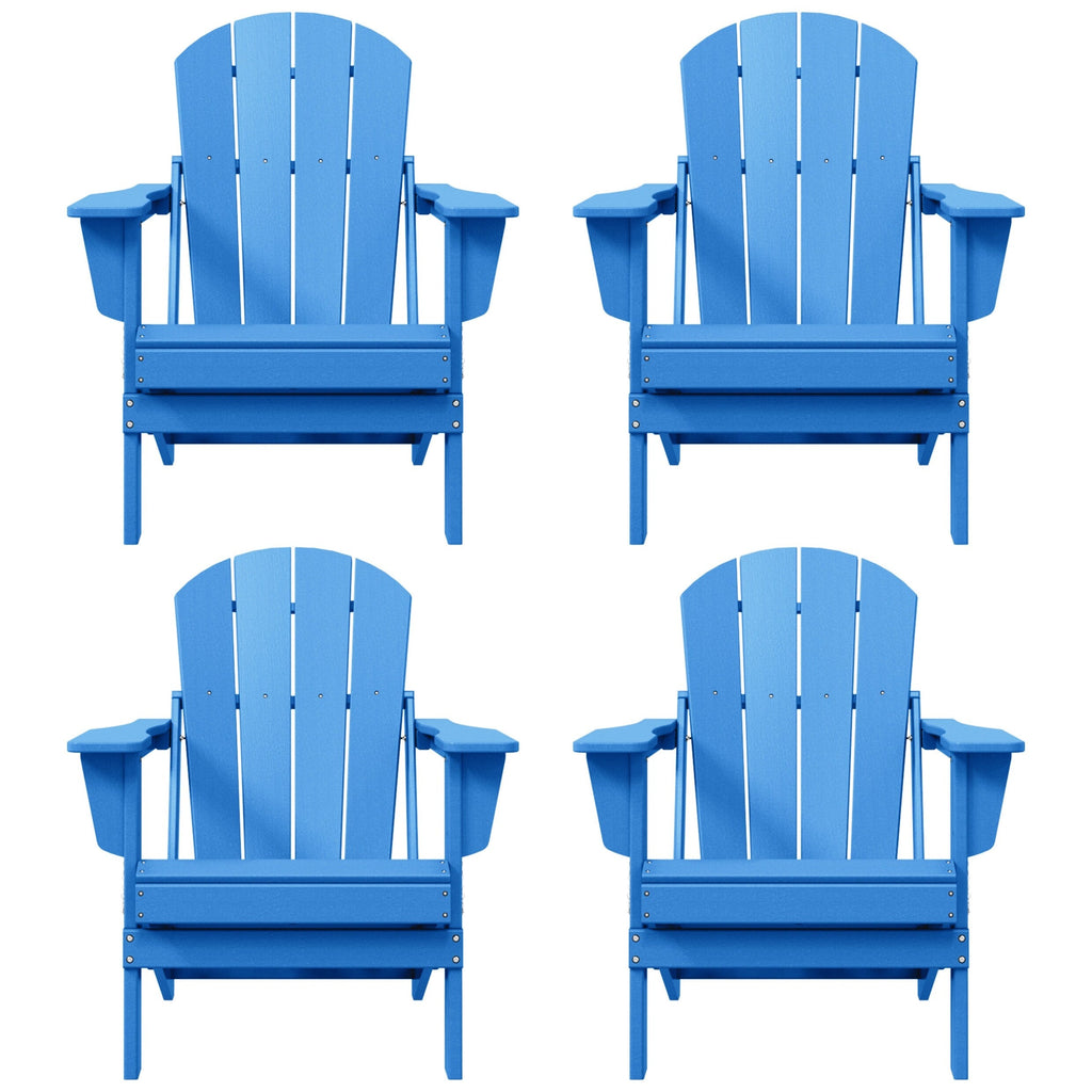 Polytrends Laguna Weather Resistant Outdoor Patio Folding Adirondack Chairs (Set of 4)