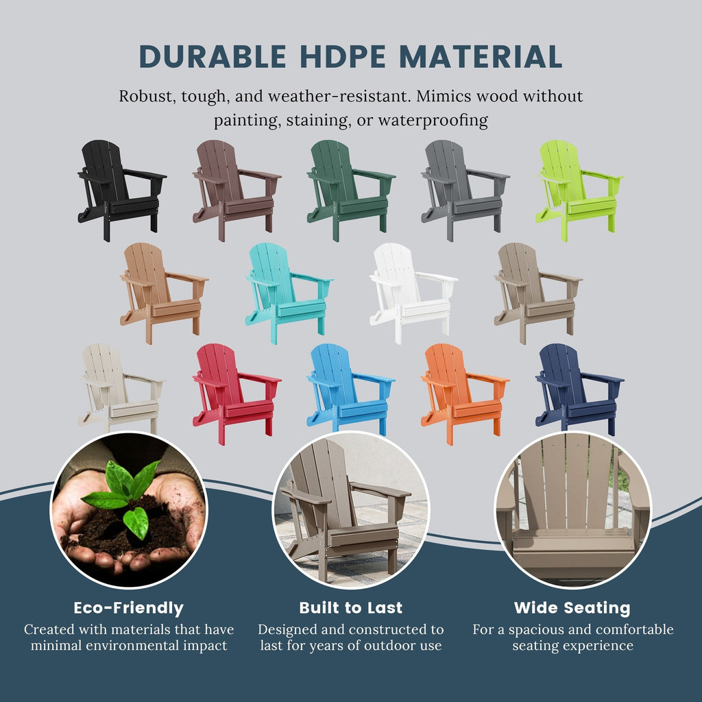 Polytrends Laguna Weather Resistant Outdoor Patio Folding Adirondack Chairs (Set of 4)