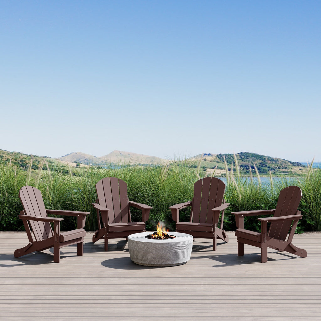 Polytrends Laguna Weather Resistant Outdoor Patio Folding Adirondack Chairs (Set of 4)