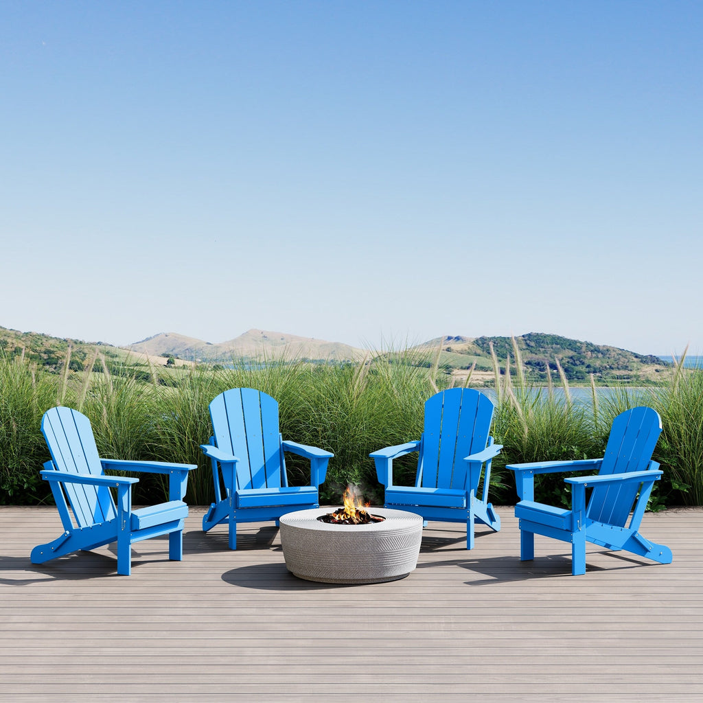 Polytrends Laguna Weather Resistant Outdoor Patio Folding Adirondack Chairs (Set of 4)