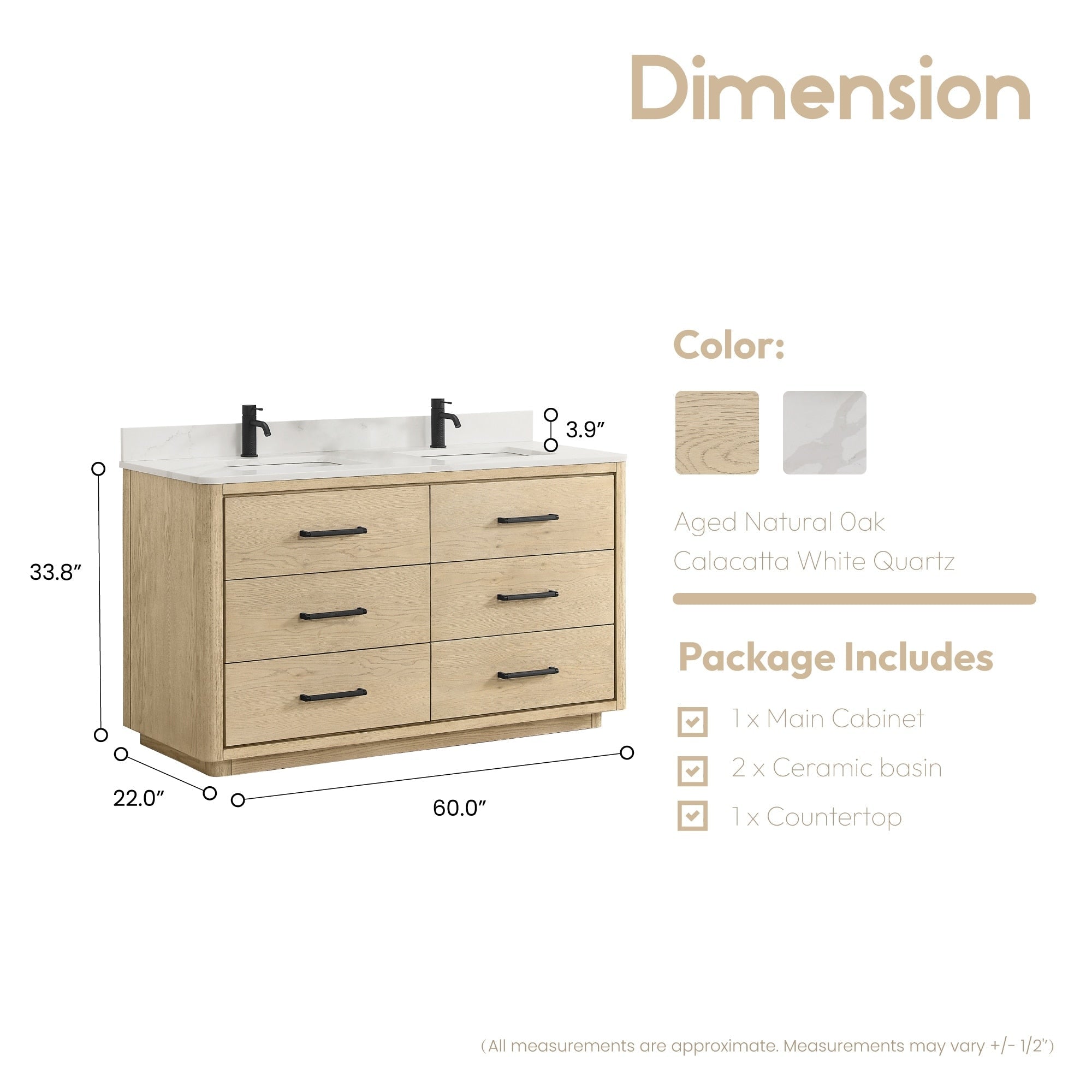 Porto Bath Vanity with White Quartz Stone Top without Mirror