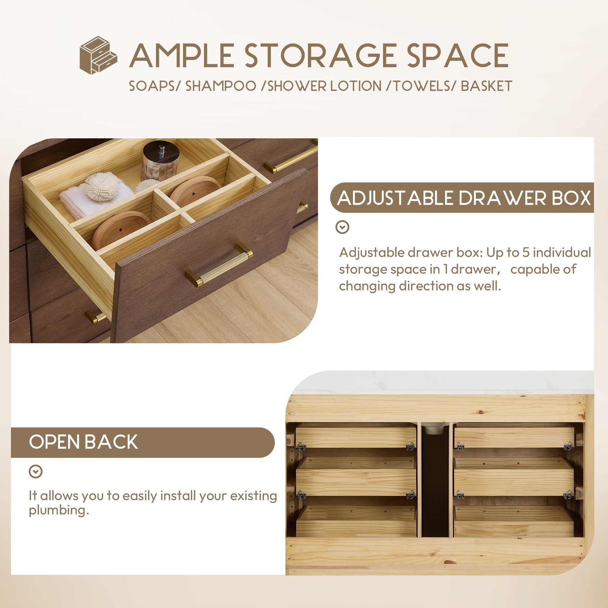 Porto Bath Vanity with White Quartz Stone Top without Mirror