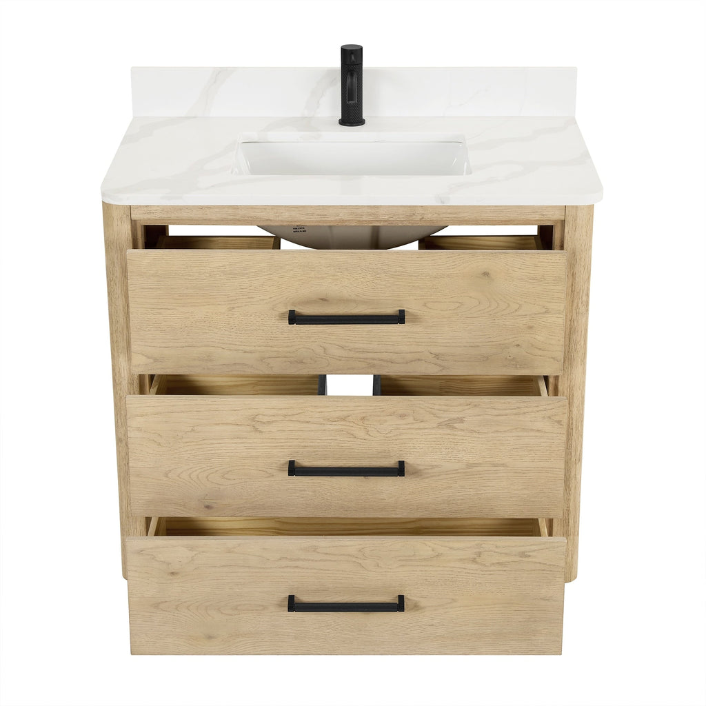 Porto Bath Vanity with White Quartz Stone Top without Mirror