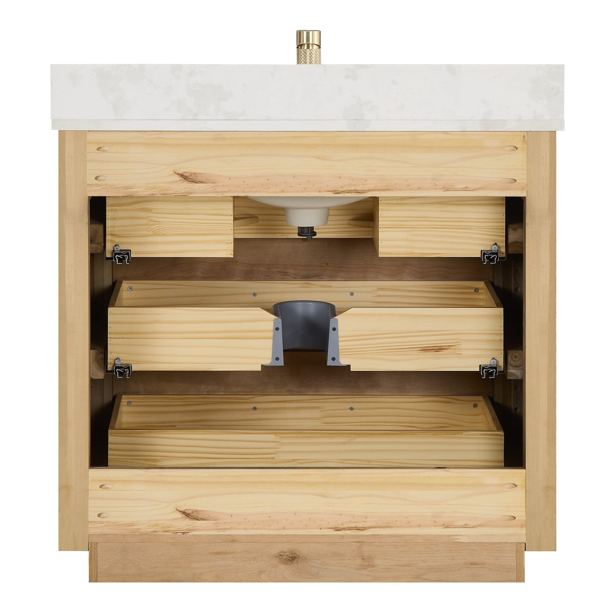 Porto Bath Vanity with White Quartz Stone Top without Mirror